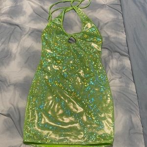 Lucy In The Sky Green Sparkly Fitted Dress. Only worn ONCE!